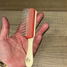 Vintage Goody Red Rubber Cushion Mini Hair Brush Travel Size Flare Bristles