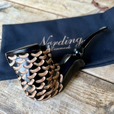 Erik Nording Seagull Black Carved Freehand Briar Pipe Made in Denmark - NEW