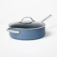 Figmint 2PC Aluminum Ceramic Saute Pan Set 450 Degree F 5QT Blue