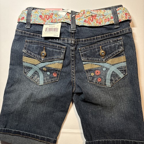 NWT SO Girls Stretch Bermuda Adjustable Waist Floral Belt Denim Shorts Sz 8 $28 - Picture 6 of 9