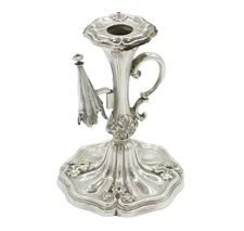 Early-Victorian Sterling Silver Floral Chamberstick Antique 1839 Sheffield
