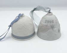 Pair Of Lladro Christmas Bell Collectors Tree Decoration Ornaments Vintage