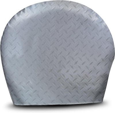 ADCO 3749 Silver Bus Diamond Plated Steel Vinyl Tyre Gard Wheel Cover, Set of 2