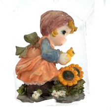 Vintage Turtle King Corp Girl and Flowers Souvenir Refrigerator Magnet