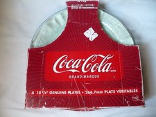 Set of 4 Coca Cola, Clear Dinner Plates, 10 1/2", Indiana Glass