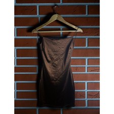 Brown Satin Mini Slip Dress Womens Spaghetti Strap Bodycon Cocktail Party