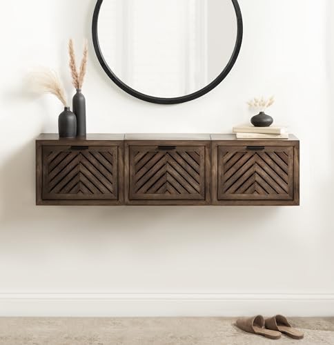 Mezzeta Modern Floating Shelf Side Table with Storage Cubby; 16x10x12 Natural - Picture 5 of 7
