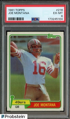 1981 Topps Football #216 Joe Montana San Francisco 49ers RC Rookie HOF PSA 6