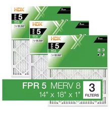 HDX 14 x 18 x 1 in. Standard Pleated Furnace Air Filter FPR 5, MERV 8 3-Pack