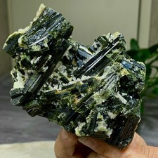 1.79LB Rare!! Natural green tourmaline quartz crystal cluster mineral specimen