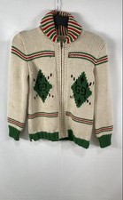 Gucci Kids Wool GG Diamond Zip Up Sweater Cardigan Cream Green Red Size 8