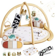 Baby Play Gym Mat, Kick Tummy Time Baby Activity Gym  Play Mat with 5 Toys