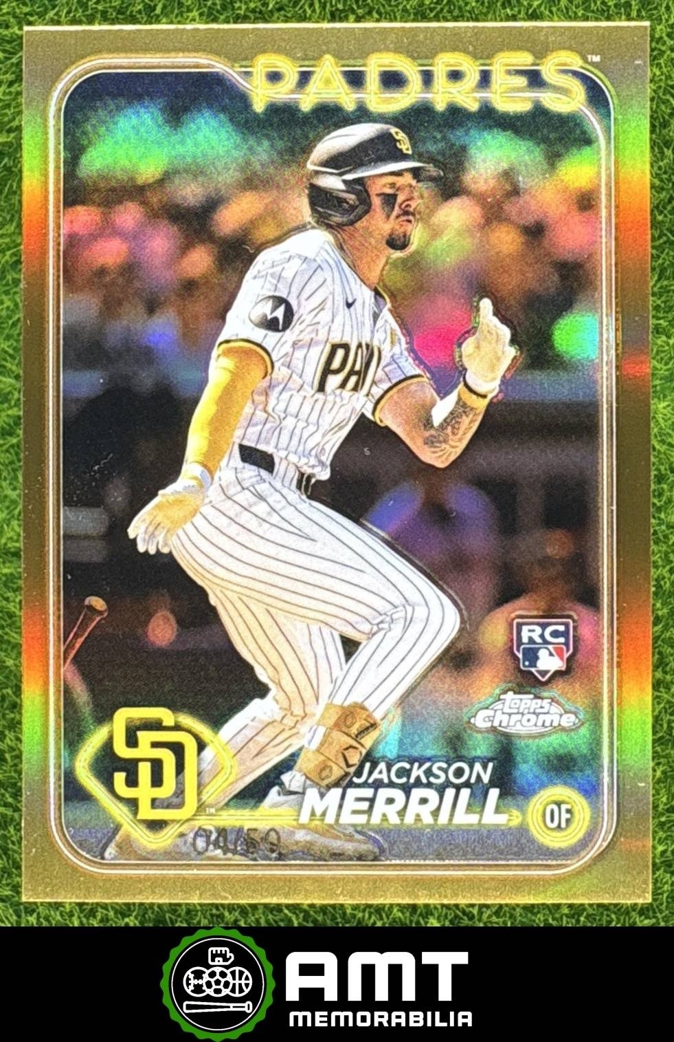 Jackson Merrill RC 2024 Topps Chrome Gold Refractor 4/50 San Diego Padres #207