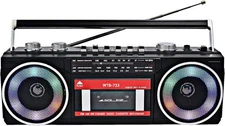 Retro 80's Cassette Player Recorder with AM/FM/SW Radio, Bluetooth Boombox, USB