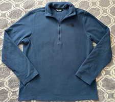 The North Face Mens Textured 1/4 Zip Pullover Fleece Jacket Blue Sz S