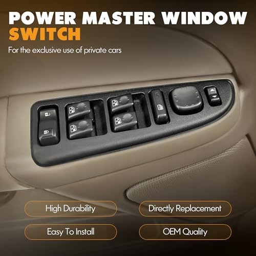 Driver Side Door Lock and Power Window Switch & Tan 15883323 Switch & Tan Panel - Picture 3 of 6