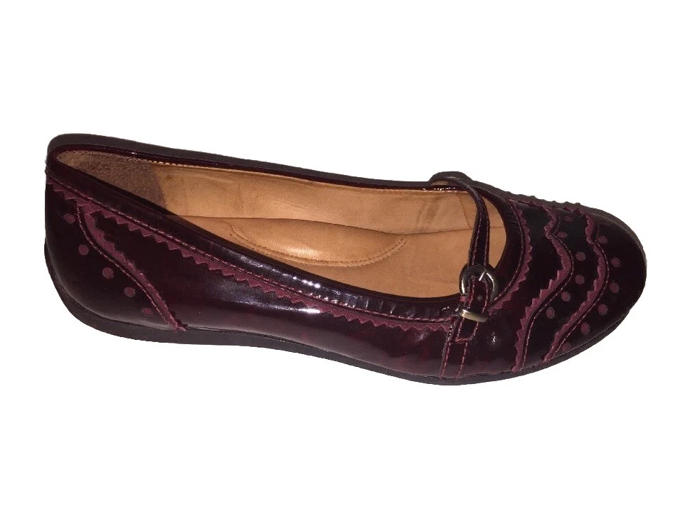 Zapatos planos de ballet Nurture de cuero borgoña avellana Mary Jane para mujer talla 6 Foto 2 de 4