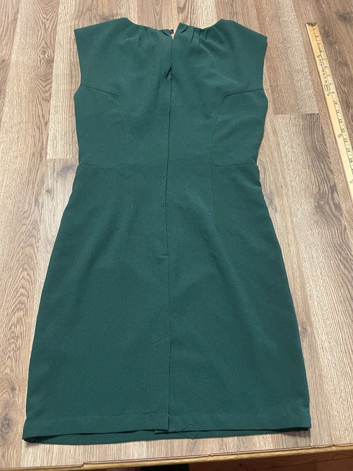 Vestido H&M, Para Mujer Talla 14, Verde, Vestido Manga Corta Cremallera Espalda Funda Foto 2 de 4