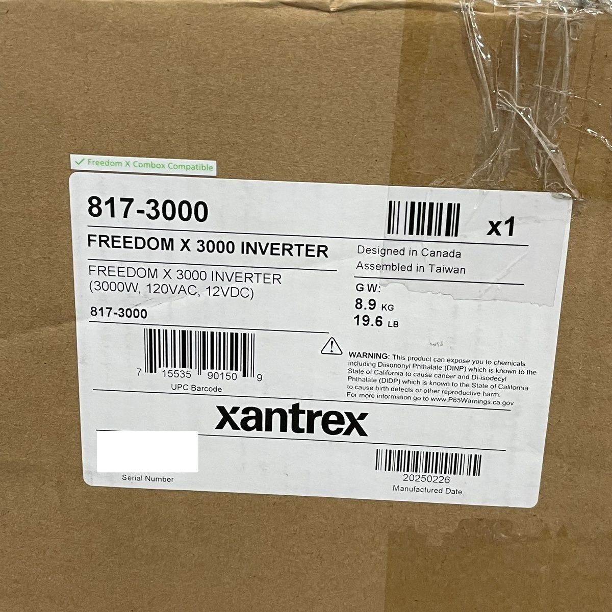 Xantrex Freedom X 3000 Pure Sine Inverter 3000 W 120 VAC 60 Hz *