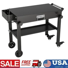 450LBS Portable Outdoor Grill Table Folding Grill Cart BBQ Prep Table w/ Wheels