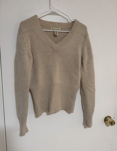 Banana Republic Beige Merino Wool Knit V-Neck Pullover Sweater Women’s M