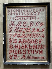 ABECEDAIRE BRODERIE point de croix - cadre Napoléon III - 64 cm x 50 cm