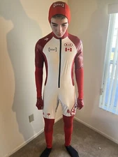 Canada Canadian SpeedSkating rubber Bodysuit mens OLYMPIC Team Zentai skinsuit