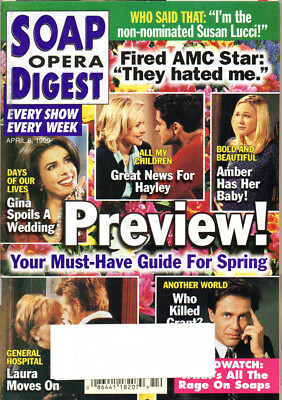 Soap Opera Digest April 6 1999 Mark Pinter Jerry verDorn Anna Lee Erika Page