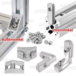 10 Stück T-Nut Innenwinkel mit 20 Schrauben, 90° L-Form Inneneckverbinder, T Slot T-nut Aluprofil, 3030 Nut 8 M6 Aluprofile Winkel Eckverbinder für 30er-Serie Europäischer Standard-Aluminium-Profil