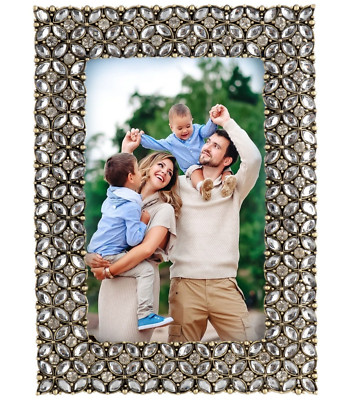 Silver Rhinestone Photo Frame Enamel Jeweled Picture Frame Fits 4x6 ...