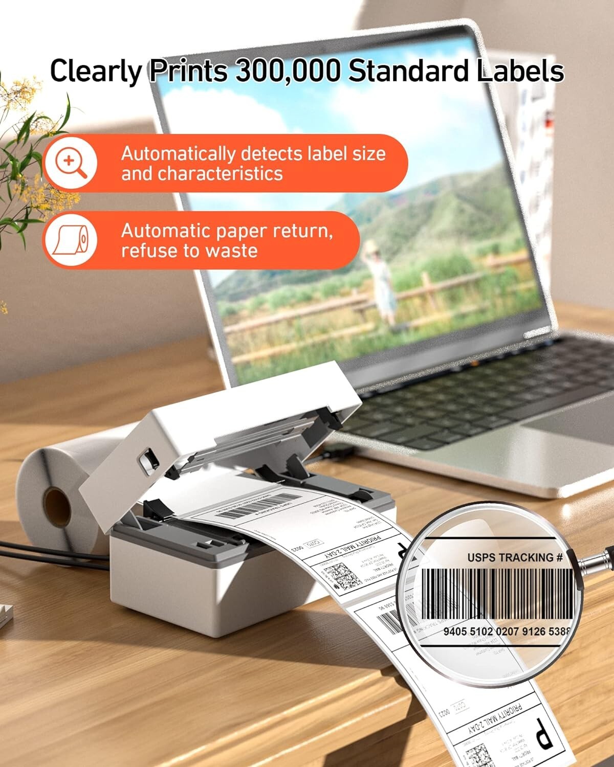 MUNBYN Shipping Label Printer P1304x6 USB Thermal Label & Barcode