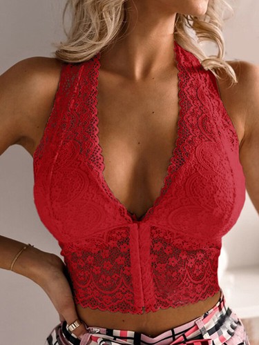 Sexy Womens Halter Lace Bustier Crop Tops Ladies Vest Bralet Camisole Tank Tops[ - Picture 12 of 18