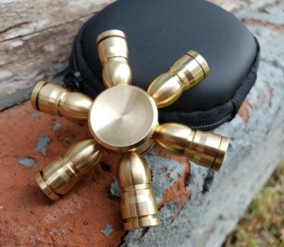 Brass Fidget Spinner Removable R188 Bearing Spins On Every End & Center Quality