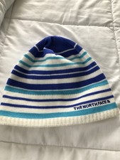 The North Face Unisex One Size Winter Beanie Blue White Navy Striped