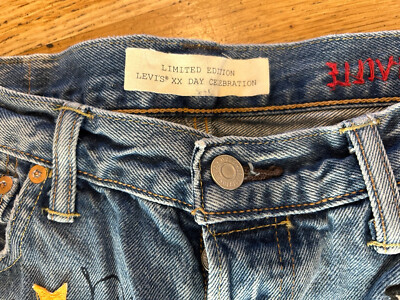 Limited Edition Levis XX Day Celebration Cropped Fray Hem Jeans 