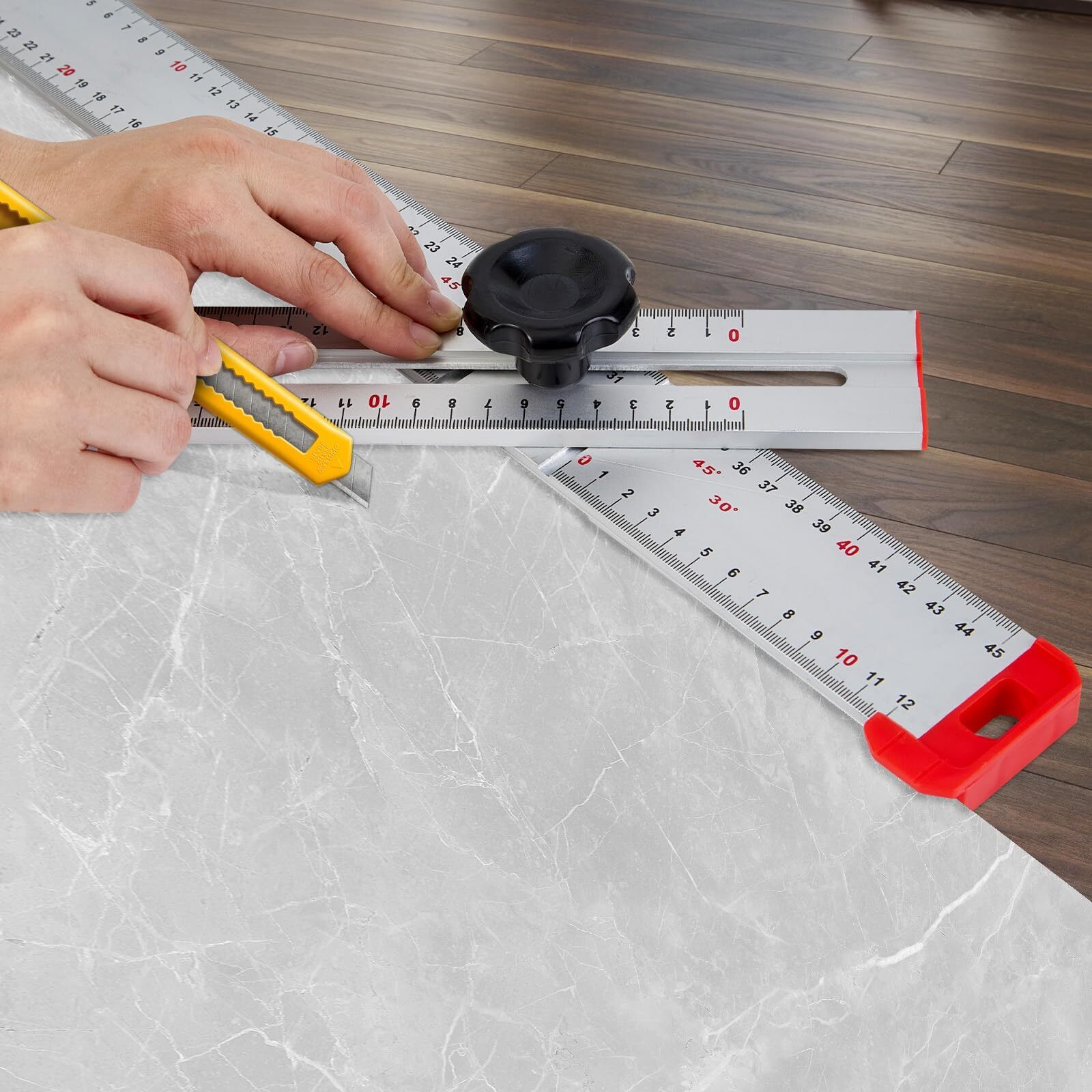 Adjustable Drywall T-Square Tool 48 Inch Aluminum Sliding Head Dual Scale