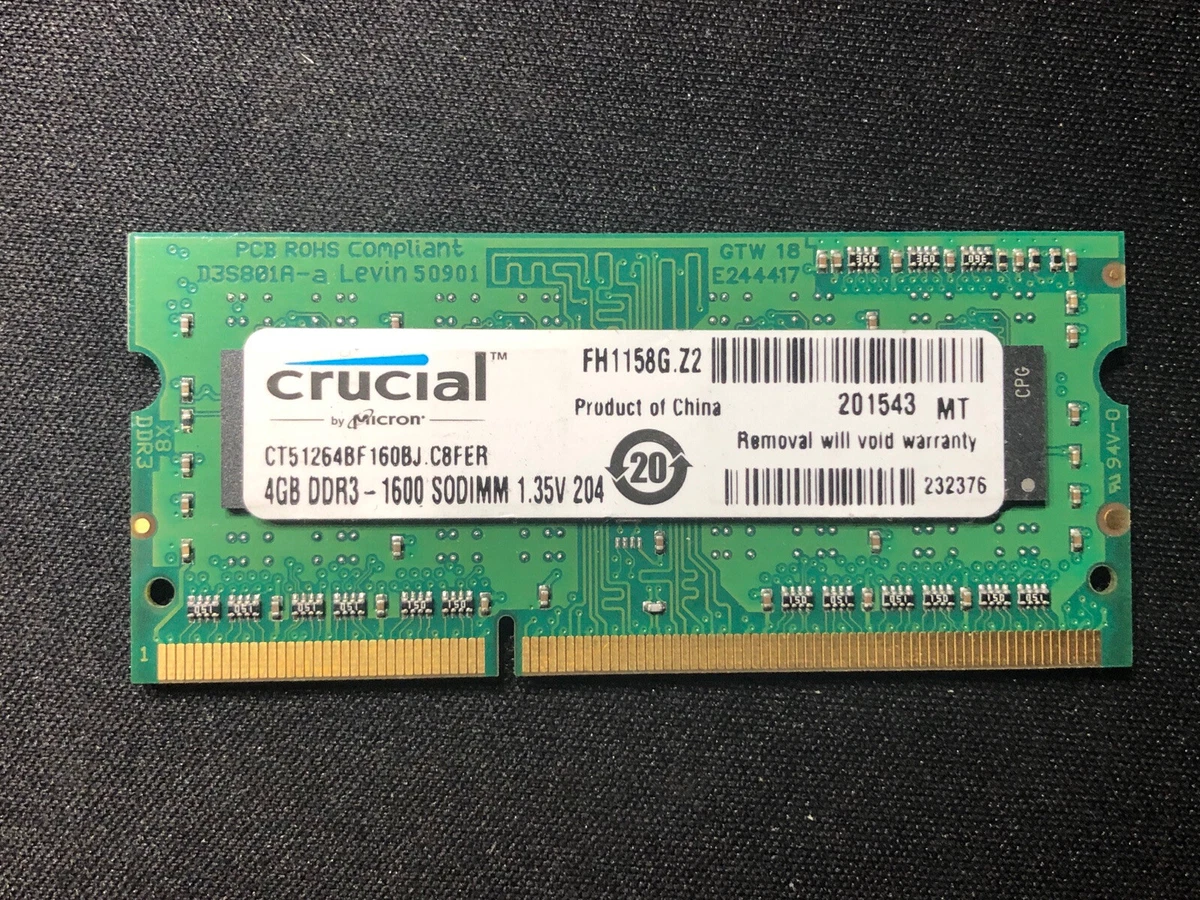 Crucial 4GB DDR3L-1600 SODIMM - CT51264BF160BJ 