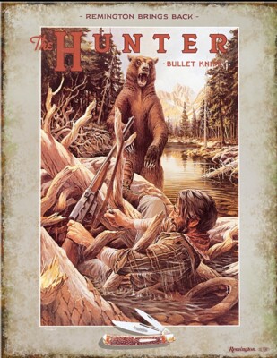 Remington Hunter Rifles Ammunition Bullet Knife Guns Hunting Rustic Metal Sign