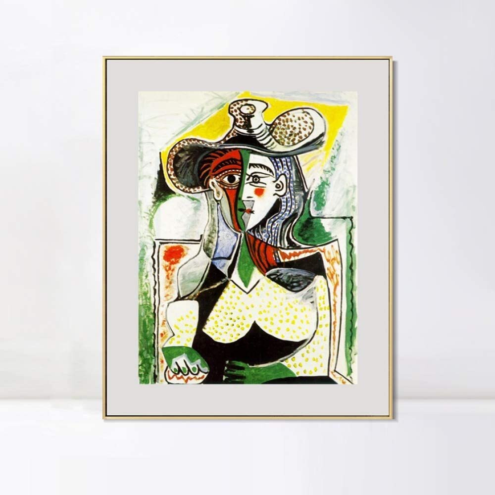 Framed Canvas Art 1962 Femme au grand chap by Pablo Picasso Wall