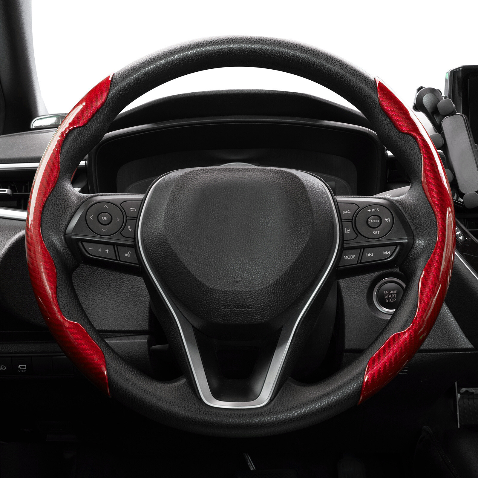 For Ford F-150 F-250 Carbon Fiber Anti-slip Car Steering Wheel Booster Cover Red