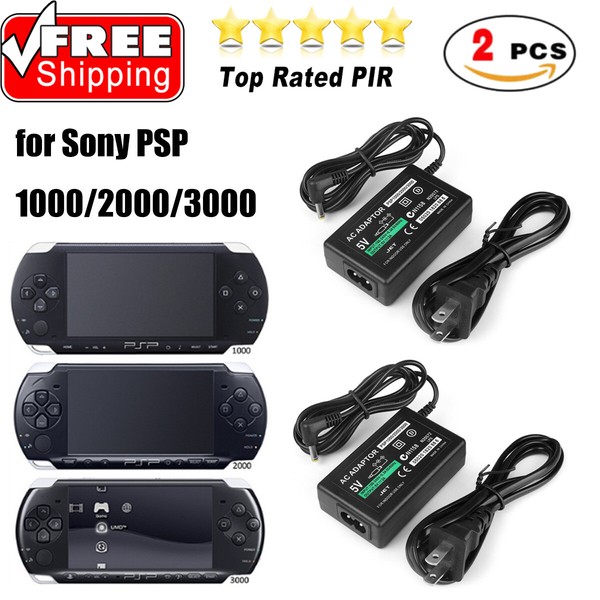 Paquete de 2 cables de carga de fuente de alimentación adaptador de CA cargador PSP para Sony PSP 1000