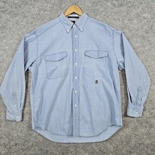 Tommy Hilfiger Men's Blue 100 Cotton Size L Button Down Shirt Embroidered SPOTS