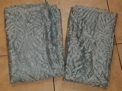 Pier 1/One ''Floral Sheer - Dusty Aqua'' Drapery Panels 48'' X 84'' - 2 Panels