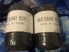 Lot of 2 Rolls Dark Gray/ Black Macrame Rope 2mm 3 Strand 656 Yards Natural Soft