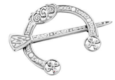 Pennanular Brooch Sterling Silver Rear Pinned Interlace Motifs 45mm