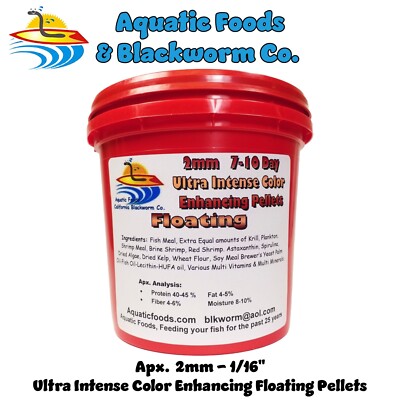 Ultra Intense Color Enhancing -2mm Floating Discus, Red Parrot Pellets, ALL Fish