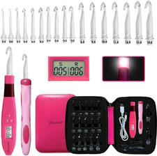 Juego de 17 agujas de crochet con contador de tama os, iluminadas