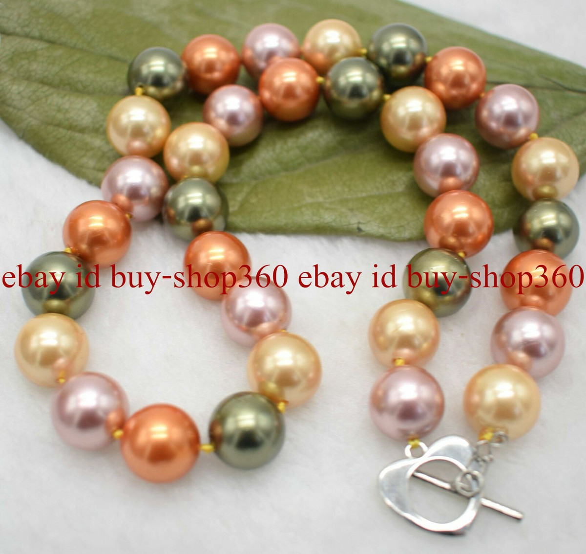 Fashion South Sea Multicolor Shell Pearl Bead Necklace - 8/10/12mm Round Beads, 18 Inch, AAA Quality, Hook Closure