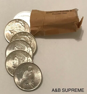 #ad Lot 5 Peace Dollar From OBW Roll Estate Hoard GEM BU Uncirculated 90% Silver $87.66