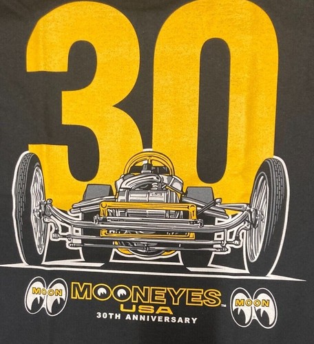 MOONEYES USA 30TH ANNIVERSARY (836) T-Shirt 100% Black Cotton. Cruisers, Hot Rod - Picture 1 of 2